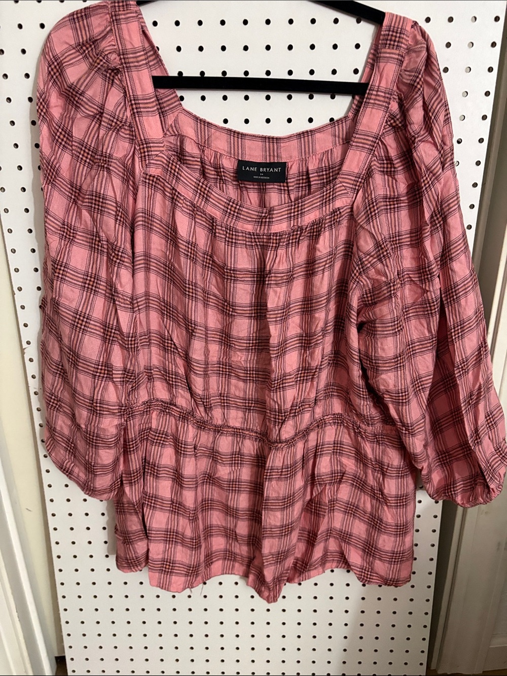 Lane Bryant Rose Plaid Peasant Tunic
